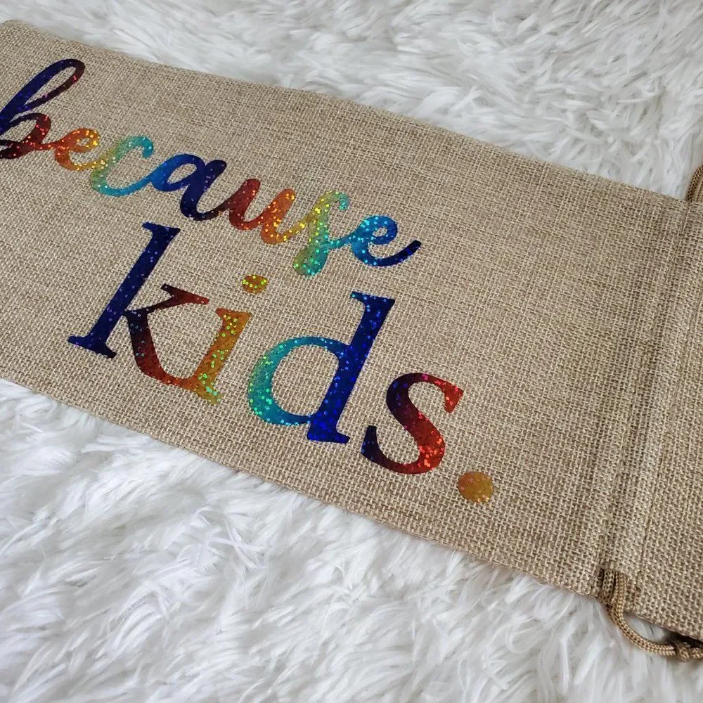 Because Kids Burlap Jute Wine Bag with Drawstrings